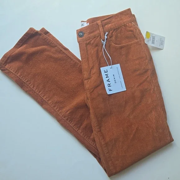 FRAME Denim High-Rise Straight Fit Amber Cuordoroys-Size 24